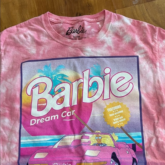 Barbie Dream Car Pink Tie-Dye Kids Tee - Picture 2 of 7